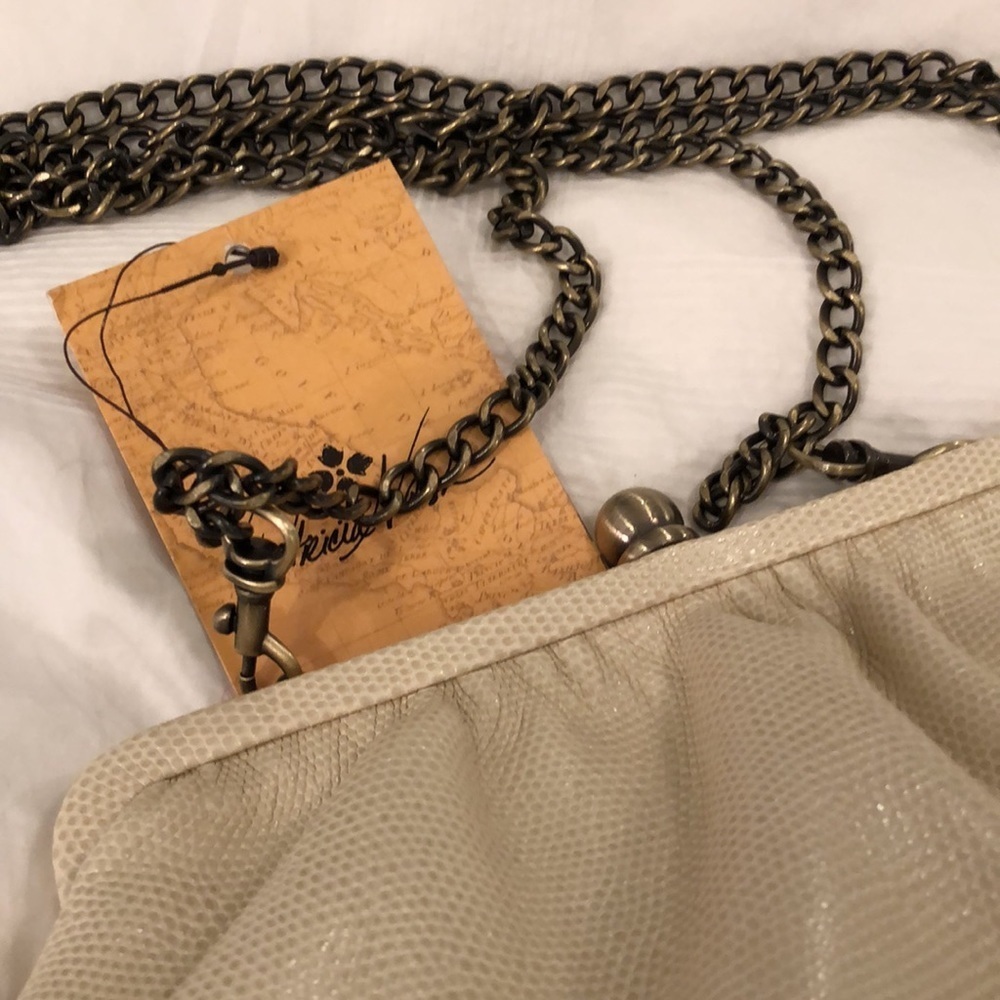 PATRICIA NASH LIZARD COLLECTION CB CLUTCH BAG in Bone NWT - Picture 4 of 8